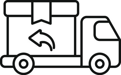 Poster - simple line vector icon for a delivery truck returning a package, for apps and websites
