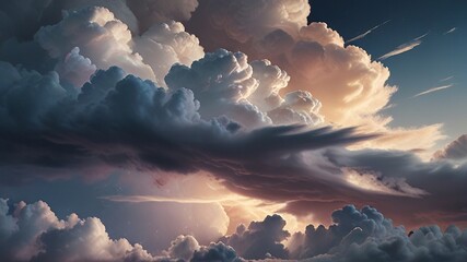 Wall Mural - clouds and sun rays