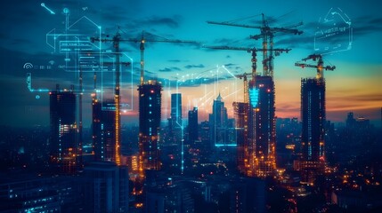 Poster - iot powered monitoring devices tracking the real time progress of skyscraper construction project so