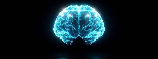 Poster - Glowing Blue Brain with Detailed Neural Network Illustration