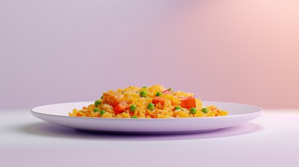 Wall Mural - A Plate of Yellow Rice with Vegetables and Tomatoes