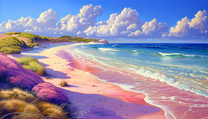 Poster - Colorful art of coastline background