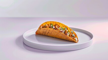 Wall Mural - A Crunchy Taco with Seasoned Ground Beef, Lettuce, and Cheese