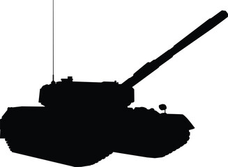 Military tank high detailed silhouette illustration isolated on white