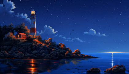 Poster - Landscape art background of light house