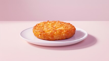 Wall Mural - A Single Golden Brown Patty on a White Plate