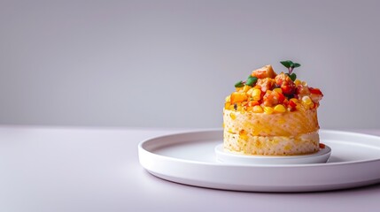 Wall Mural - A Single Serving of Salmon and Rice Dish with Garnishes