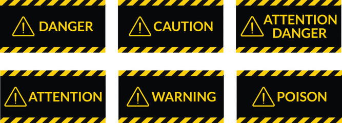 Poster - caution attention poison danger warning symbol with exclamation mark vector illustration.