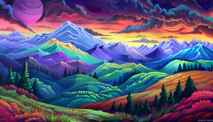 Wall Mural - Landscape of mountain background