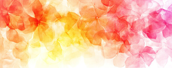 Poster - A colorful painting of flowers with a yellow background. The flowers are in various shades of pink and orange, and they are arranged in a way that creates a sense of movement and energy