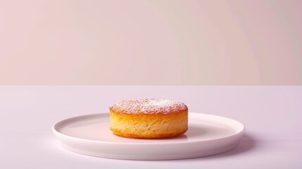 A Single Round Cake with White Icing on a White Plate