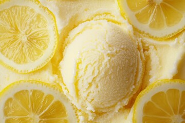 Wall Mural - Lemon Sorbet with Lemon Slices.