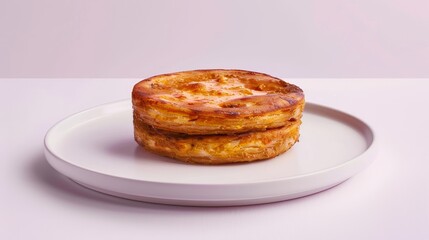 Two Golden Brown Savory Tarts on a White Plate