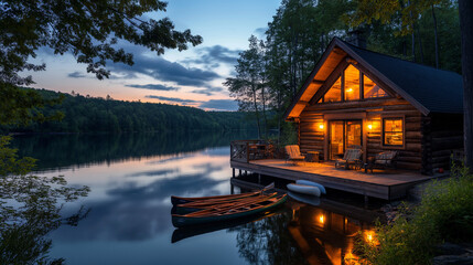 Charming lake house with a wooden deck