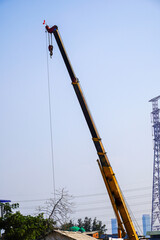 tower crane on construction site. Tower cranes do the lifting to build structures.