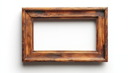 A floating picture frame with no picture inside ag  595 frame, wood, picture, wooden, empty, photo, border, art, decoration, blank, old, gold, antique, vintage, object, design, brown, isolated, image,