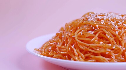 Wall Mural - A Plate of Spaghetti with Tomato Sauce and Parmesan Cheese