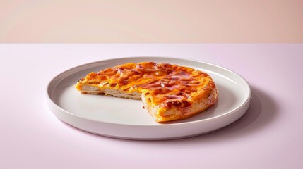 Wall Mural - A slice of ham and cheese quiche on a white plate