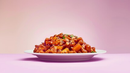 Wall Mural - A Pile of Sweet and Sour Chicken on a White Plate