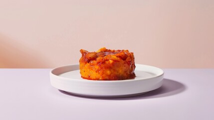 Wall Mural - A Single Serving of Baked Macaroni and Cheese on a White Plate