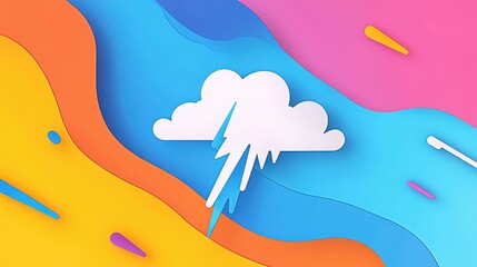 Sticker - A vibrant comicstyle abstract background features dynamic thunder illustrations, adding a bold touch to your project.