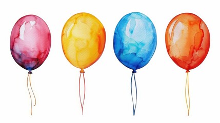 Canvas Print - Join the fun with vibrant watercolor balloons for a joyful birthday celebration. Perfect for any party theme and festive spirit