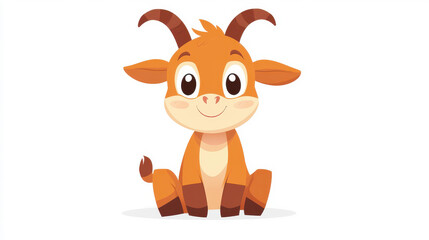 Sticker - A charming cartoon goat with sharp outlines, set against a white background, showcasing a modern and textured style.