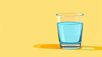 Poster - A sleek 3D render of a glass of water, featuring a modern, cartoonstyle design with vibrant textures that pop.