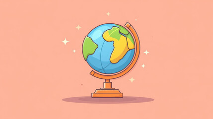 Poster - A sleek globe line icon featuring a modern cartoon style with colorful textures, perfect for global themes.