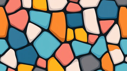 Sticker - Vibrant flatstyle mosaic with colorful textures creates an eyecatching abstract design for modern visuals.