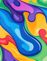 Sticker - Vivid rainbow splashes create a wavy background, adding vibrant energy and artistic flair to any design project.