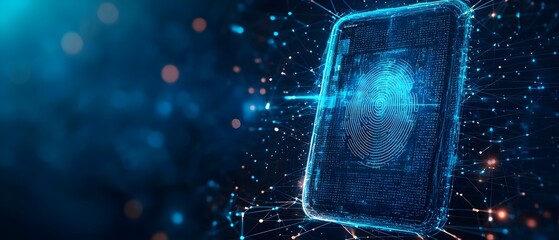 Poster - Futuristic digital wallet featuring cutting edge biometric authentication technology emphasizing the importance of secure and seamless financial transactions in the modern