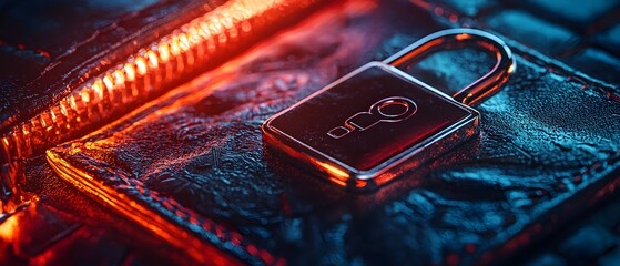 Poster - Digital wallet with lock icon representing the privacy and security of online financial transactions and digital payments