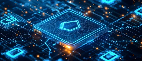 Poster - Digital wallet icon surrounded by a network of interconnected devices representing seamless across platforms for connected finance and banking technology concept