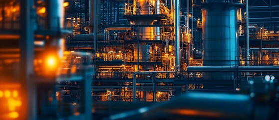 Poster - Expansive industrial refining facility showcasing the large scale and production of refined products in the refining petrochemical and energy industries  The image depicts a network of machinery