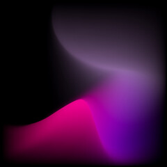Poster - abstract colorful smooth curve gradient background with flowing purple, pink, and violet colors blending smoothly on a black backdrop