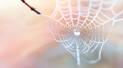 Sticker - Dewdrops on a Spider Web.