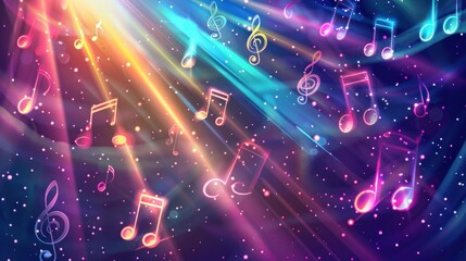 Music poster with sparkling music signs. AI generated images