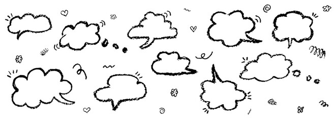 Wall Mural - set of speech bubbles in the form of clouds sky. comic frame templates for dialogues. collection of 