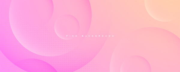 Poster - pink abstract background, pastel color pink and yellow gradient. circle shape decoration background.