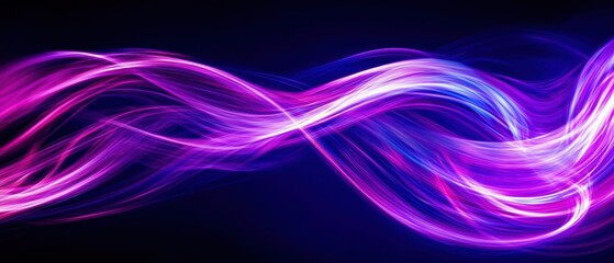 Aufkleber - Deep purple and lavender intertwined light trails, swirling together in a dynamic dance, set against a dark, moody background