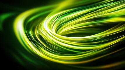 Aufkleber - Bright lime green and yellow bands of light twisting and swirling, creating a lively abstract composition on a deep background