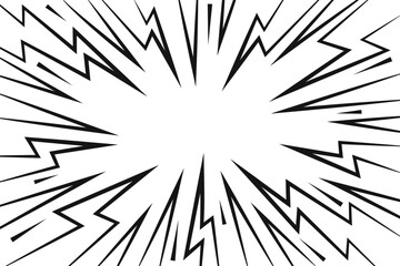 Poster - comic thunder effect on white background. cartoon lightning and flash power lines. anime vector grap