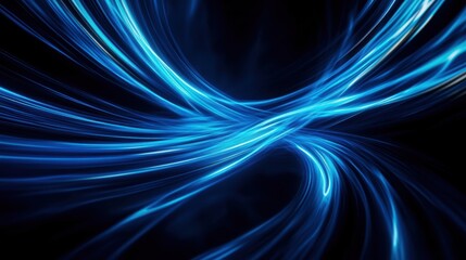 Aufkleber - Bold electric blue streaks of light twisting and turning, creating a futuristic, high-energy pattern on a black canvas