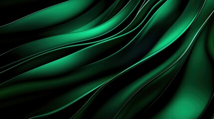 Poster - Smooth gradient of deep emerald transitioning to black, with Art Deco-inspired geometric waves and the sharp, refined lines of modernism