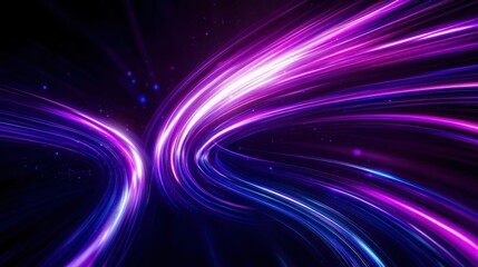 Aufkleber - Vibrant violet and indigo arcs of light twisting through space, creating a futuristic abstract design set against a dark background