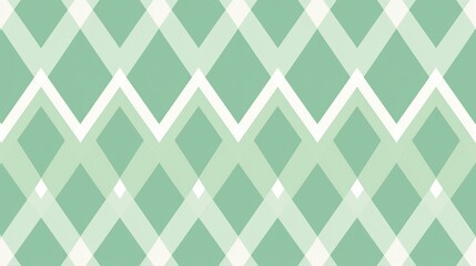 Wall Mural - A trendy geometric pattern showcases interlocking diamonds in a soothing pastel green, perfect for modern backgrounds and design projects