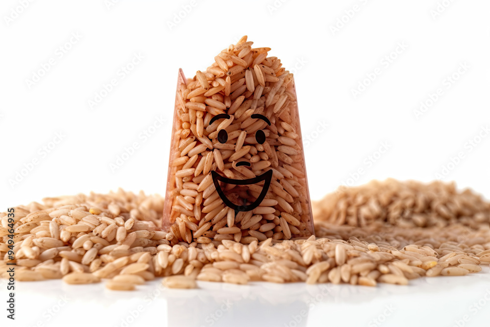 New Rice Eating Animation Smiling 3D Brown Rice Character Whole Grain Giving Thumbs Up Fun and ...