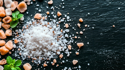 Sea salt displayed on a black background