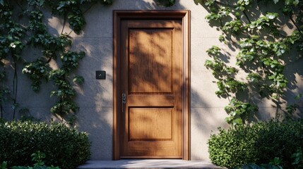 Poster - 3D rendering of a wooden door